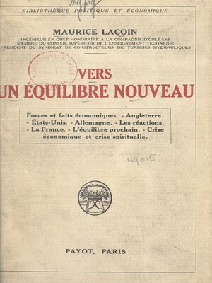 cover image of Vers un équilibre nouveau